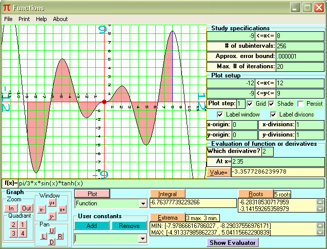 Functions screen shot