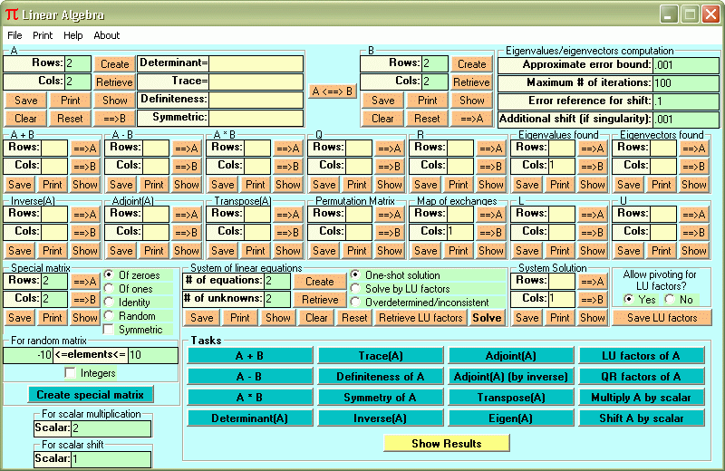 Linear Algebra screen shot