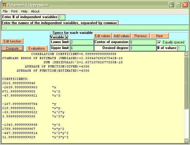 Click to view Polynomial Regression 1.00 screenshot